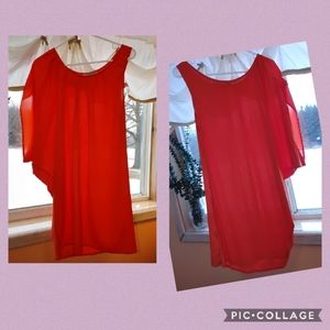 One Sleeve Orange Blouse Flowy size large